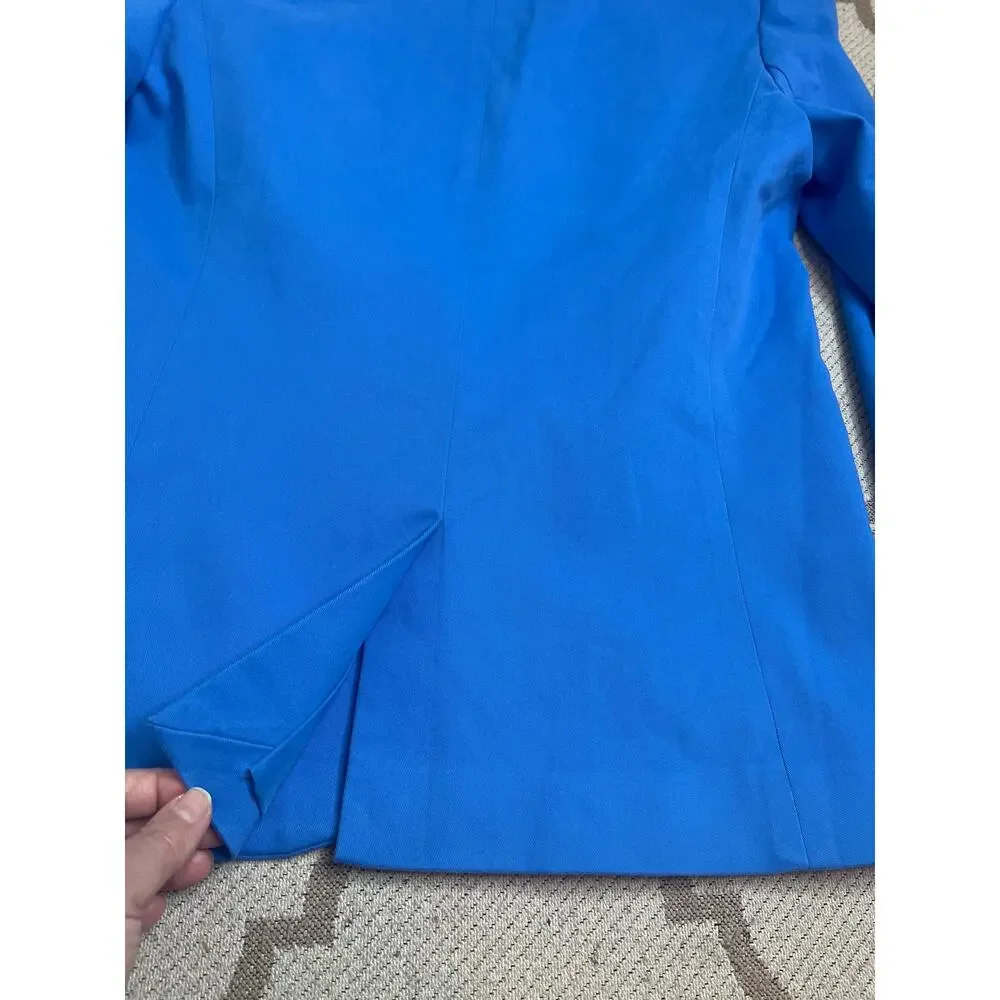 J.Crew Girlfriend Chino Blazer Blue One Button Tailored Stretch Cotton Size 6